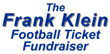 Blue text on white background reading The Frank Klein football ticket fundraiser